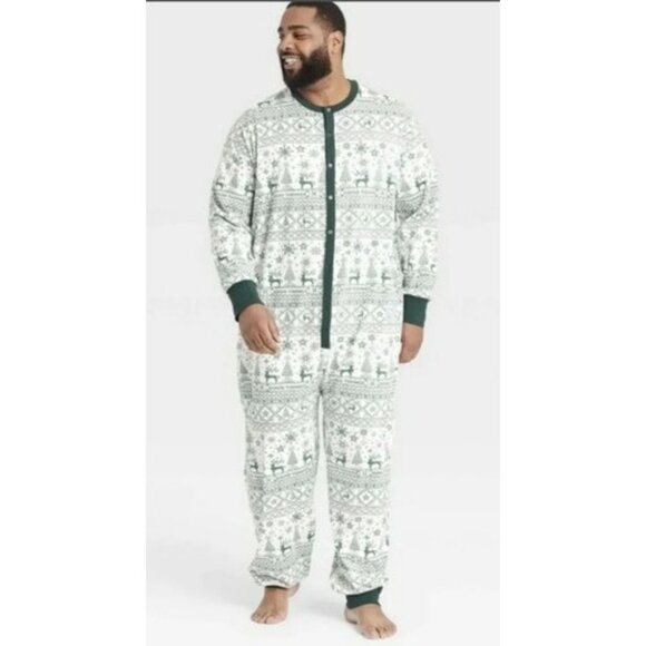 NEW Hearth & Hand With Magnolia Mens Holiday Good Tidings Union Suit Pajama 5XLT - Picture 1 of 5